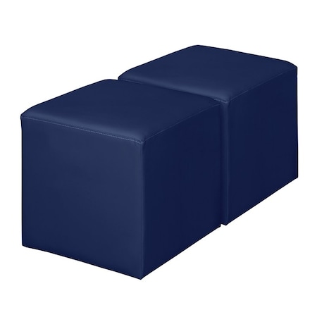 Regency Jean Square Vinyl Ottoman (Set of 2)- Naval Blue N6263NB2PK